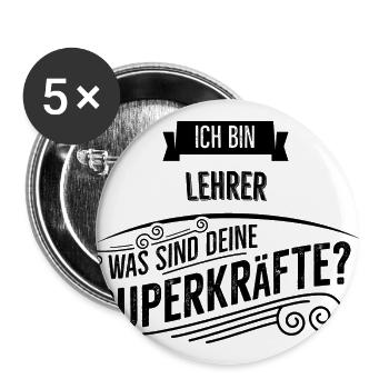 Lehrer - Buttons groß 56 mm (5er Pack) - Weiß - Vorne
