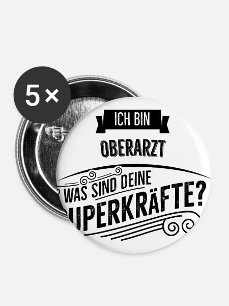 Oberarzt - Buttons groß 56 mm (5er Pack) - Weiß