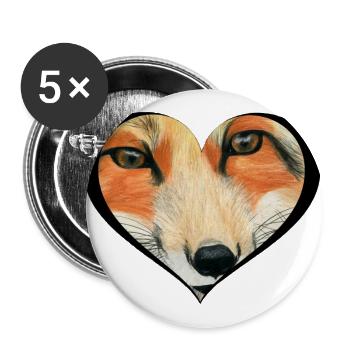 Fuchs - Buttons groß 56 mm (5er Pack) - Weiß - Vorne