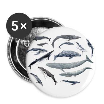 Whale family - Whale family - Baleines - Buttons large 2.2''/56 mm (5-pack) - white - Front