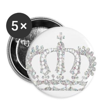 krone crown koenig king castle schloss tower burg2 - Buttons groß 56 mm (5er Pack) - Weiß - Vorne