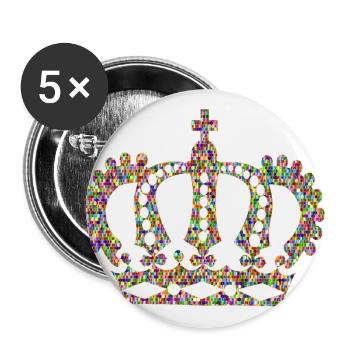 krone crown koenig king castle schloss tower burg1 - Buttons groß 56 mm (5er Pack) - Weiß - Vorne