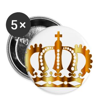 krone crown koenig king castle schloss tower burg2 - Buttons groß 56 mm (5er Pack) - Weiß - Vorne