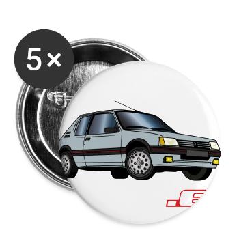 205 1,6 1984 1985 1986 Gris Futura - Lot de 5 grands badges (56 mm) - blanc - Devant