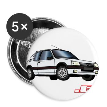 205 1,6 1991 1992 Blanc Meije - Lot de 5 grands badges (56 mm) - blanc - Devant