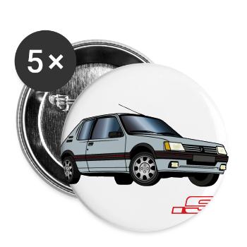 205 1,9 1987 1988 1989 1990 Gris Futura - Lot de 5 grands badges (56 mm) - blanc - Devant