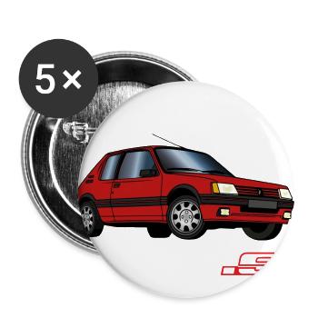 205 1,9 1987 1988 1989 1990 Rouge Vallelunga - Lot de 5 grands badges (56 mm) - blanc - Devant