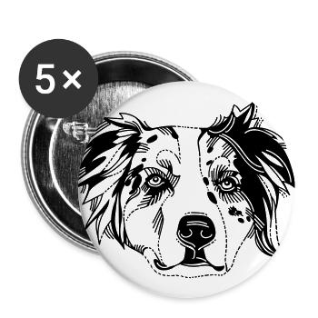 Australian Shepherd - Buttons groß 56 mm (5er Pack) - Weiß - Vorne