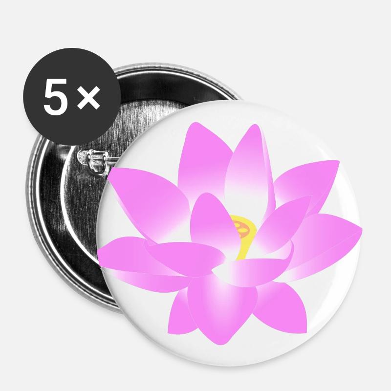 Flower Lotus - Buttons large 2.2''/56 mm (5-pack) - white