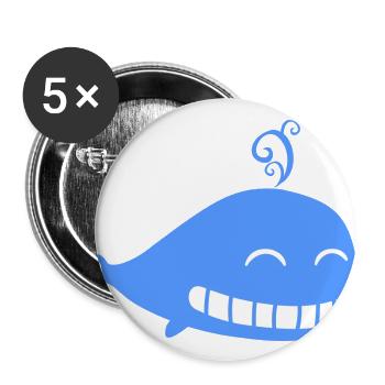 Whale Water Blue Kids - Buttons large 2.2''/56 mm (5-pack) - white - Front
