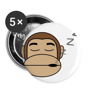 Affe Schläft Geschenk Idee - Buttons groß 56 mm (5er Pack) - Weiß - Vorne