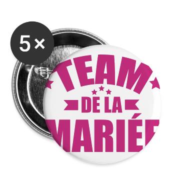 team de la mariée - Lot de 5 grands badges (56 mm) - blanc - Devant