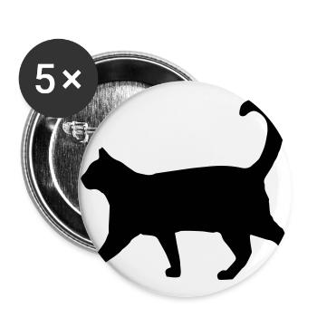 Stolze Katze - Buttons groß 56 mm (5er Pack) - Weiß - Vorne