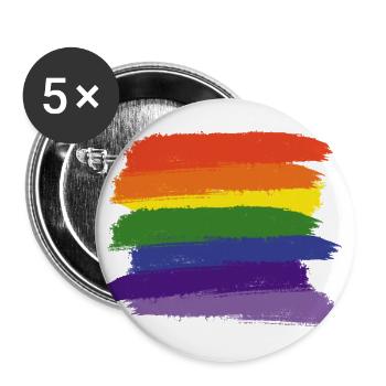 Brosses à peinture arc-en-ciel - Lot de 5 grands badges (56 mm) - blanc - Devant