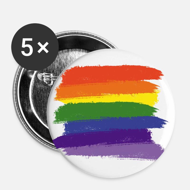 Rainbow Paint Brushes - Buttons large 2.2''/56 mm (5-pack) - white