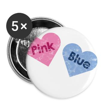 Rose ou bleu: matière de sexe - pour les femmes enceintes - Lot de 5 grands badges (56 mm) - blanc - Devant