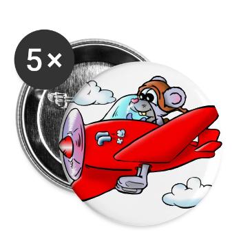 souris de vol - Lot de 5 grands badges (56 mm) - blanc - Devant