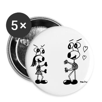 Matrechi ist verliebt - Buttons groß 56 mm (5er Pack) - Weiß - Vorne