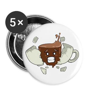 Kaffee Koffein Schock! Koffeinsucht Kaffeeliebe - Buttons groß 56 mm (5er Pack) - Weiß - Vorne