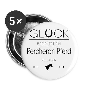 Percheron Pferd Geschenk - Buttons groß 56 mm (5er Pack) - Weiß - Vorne