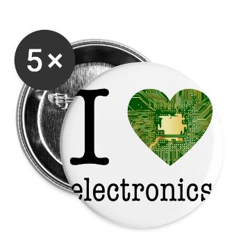 I love Electronics - électronique / idée cadeau - Lot de 5 grands badges (56 mm) - blanc - Devant