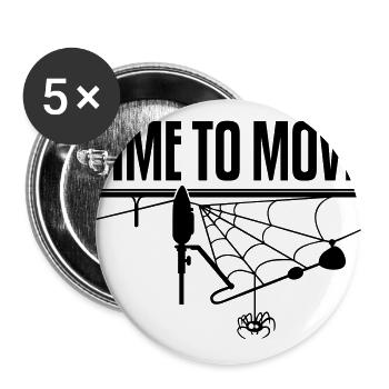 TIME TO MOVE - Buttons groß 56 mm (5er Pack) - Weiß - Vorne