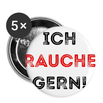 ICH RAUCHE GERN - Buttons groß 56 mm (5er Pack) - Weiß - Vorne
