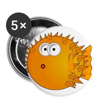 kugelfisch - Buttons groß 56 mm (5er Pack) - Weiß - Vorne