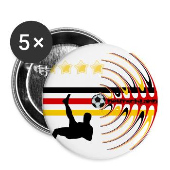 Fußball Deutschland schwarz rot gold - Buttons groß 56 mm (5er Pack) - Weiß - Vorne