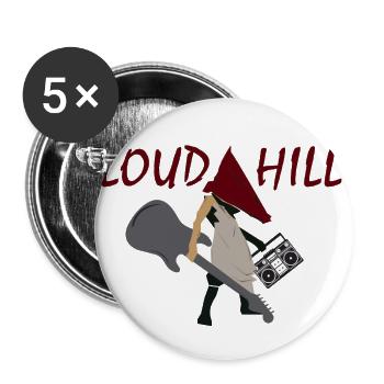 Loud Hill Pyramidenkopf Monster Geschenkidee - Buttons groß 56 mm (5er Pack) - Weiß - Vorne