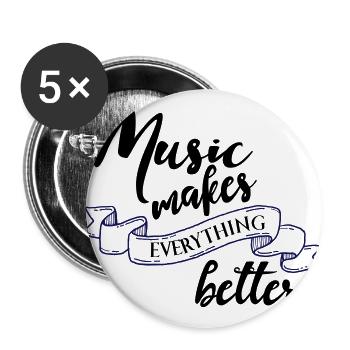 Music sound musician party bass song better - Buttons large 2.2''/56 mm (5-pack) - white - Front