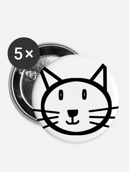 Cat Cats face Gift Gift idea - Buttons large 2.2''/56 mm (5-pack) - white