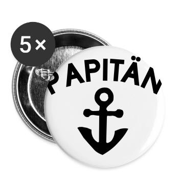 Papitän Kapitän Vatertag Papa Boot Segeln Schiff - Buttons groß 56 mm (5er Pack) - Weiß - Vorne