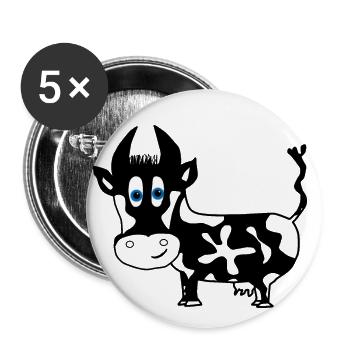 Taches noires vache idée de cadeau animal - Lot de 5 grands badges (56 mm) - blanc - Devant
