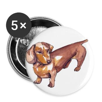 Dackel - Buttons groß 56 mm (5er Pack) - Weiß - Vorne