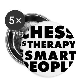 CHESS IS THERAPY - Schach T-Shirt - Geschenkidee - Buttons groß 56 mm (5er Pack) - Weiß - Vorne