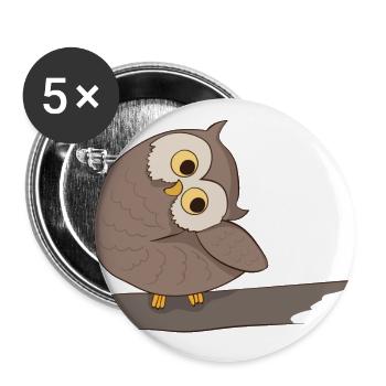 Uhu Hibou Comic - Lot de 5 grands badges (56 mm) - blanc - Devant