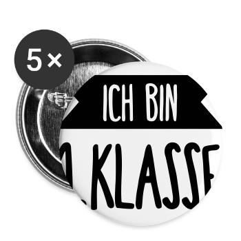 Ich bin 1 Klasse - Buttons groß 56 mm (5er Pack) - Weiß - Vorne