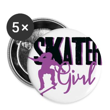 Skate Girl skate skate skateboard skateboard skate - Lot de 5 grands badges (56 mm) - blanc - Devant