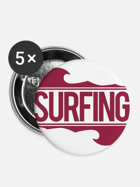 surfing - Buttons groß 56 mm (5er Pack) - Weiß