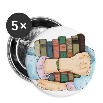 Buch, Bücher - Buttons groß 56 mm (5er Pack) - Weiß - Vorne