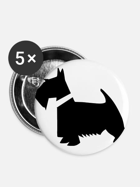 black scottish terrier - Buttons groß 56 mm (5er Pack) - Weiß