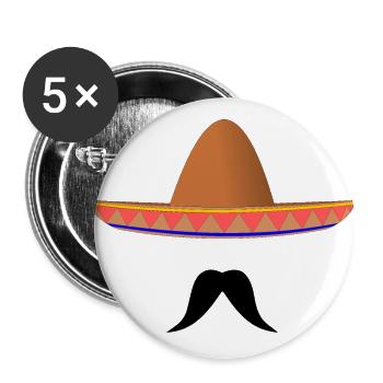Sombrero mexicain - Lot de 5 grands badges (56 mm) - blanc - Devant