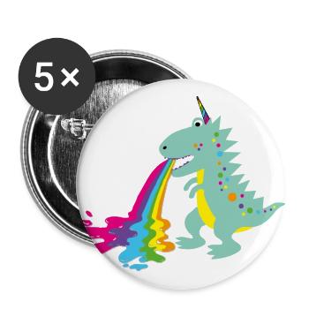 dino, kotzender dinohorn, Dinosaurier, comic - Buttons groß 56 mm (5er Pack) - Weiß - Vorne