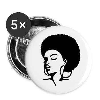 Afro women style - Buttons groß 56 mm (5er Pack) - Weiß - Vorne