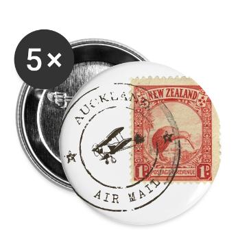 Kiwi stamp - Buttons large 2.2''/56 mm (5-pack) - white - Front