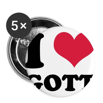 i love gott - Buttons groß 56 mm (5er Pack) - Weiß - Vorne