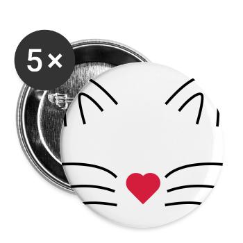 Katze - Buttons groß 56 mm (5er Pack) - Weiß - Vorne