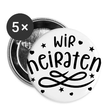 Nous nous marions - Enterrement de vie de garçon - Lot de 5 grands badges (56 mm) - blanc - Devant