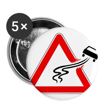 Traffic sign danger of slipping, slippery road - Buttons large 2.2''/56 mm (5-pack) - white - Front